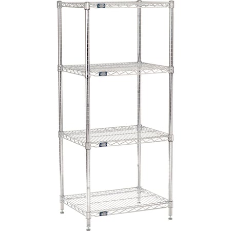 Nexel 4 Shelf, Chrome Wire Shelving Unit, Starter, 24inW x 18inD x 54inH 188216
